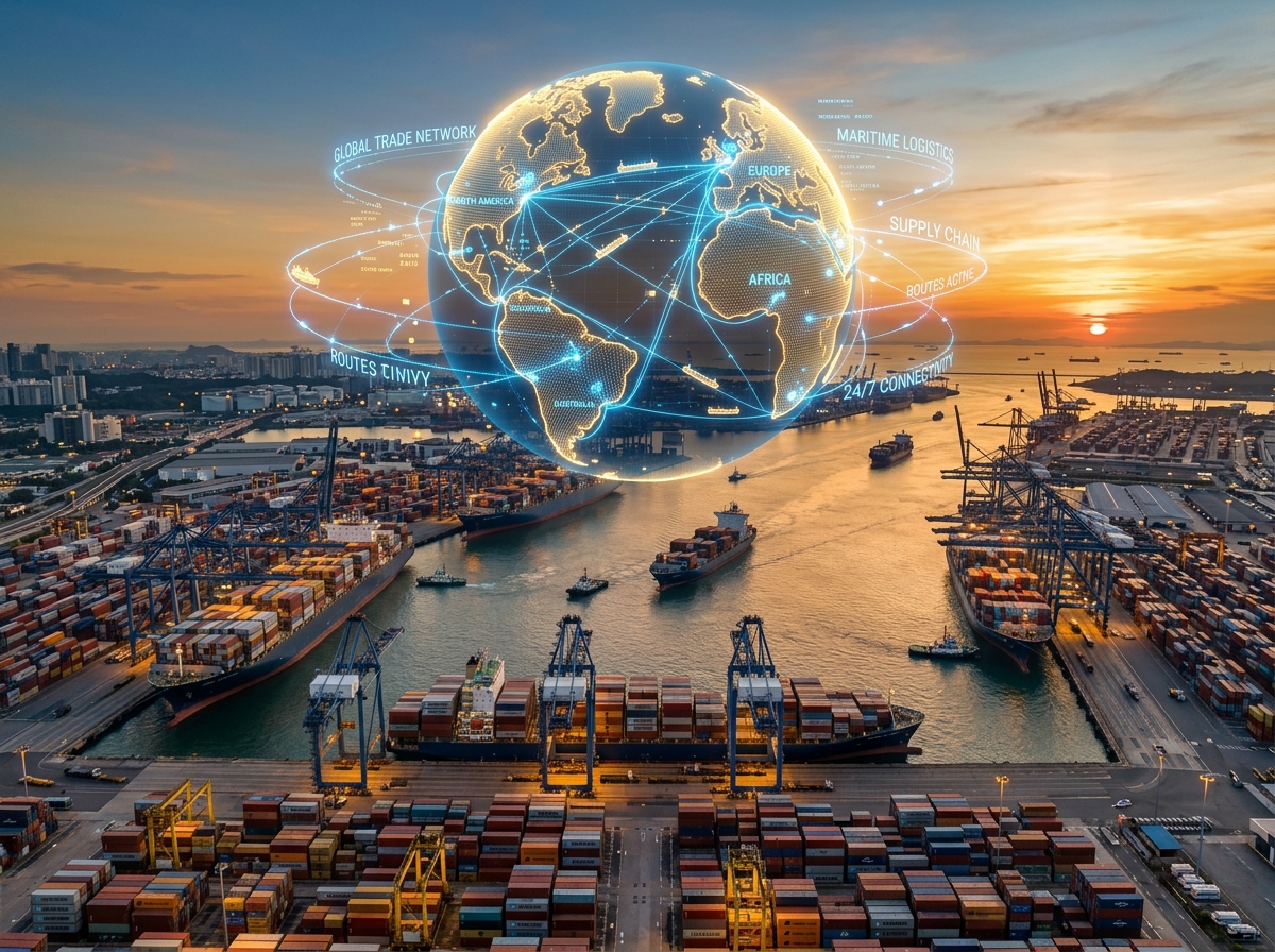 Worldwide Country Trade Network & Ocean Port Logistics